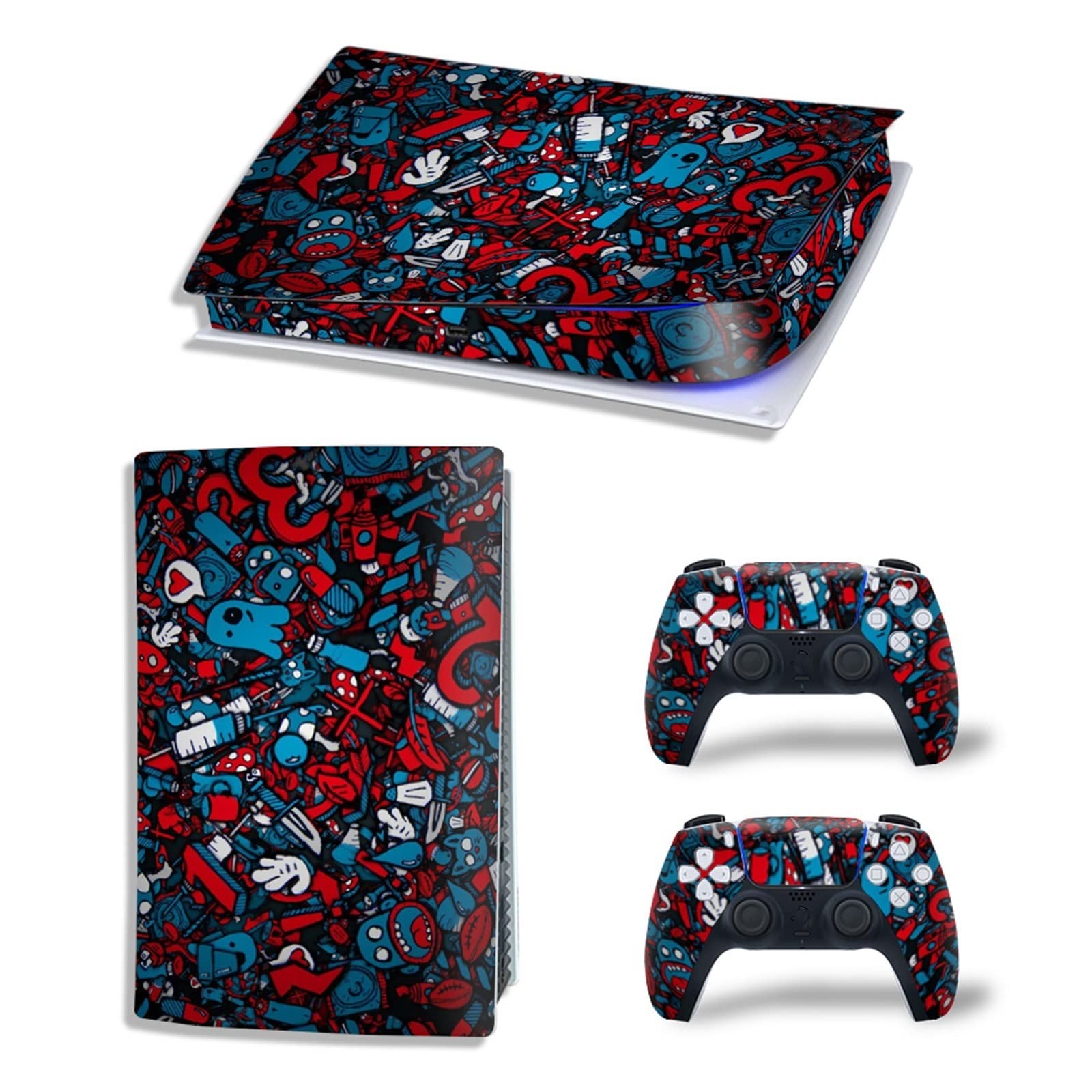 Anime Vinyl Skin Wrap for PS5 Digital Edition - Scratch-Resistant, Durable, Bubble-Free Console & 2 Controller Decals - Anti-Scratch Protection for Gaming Setup & Customization