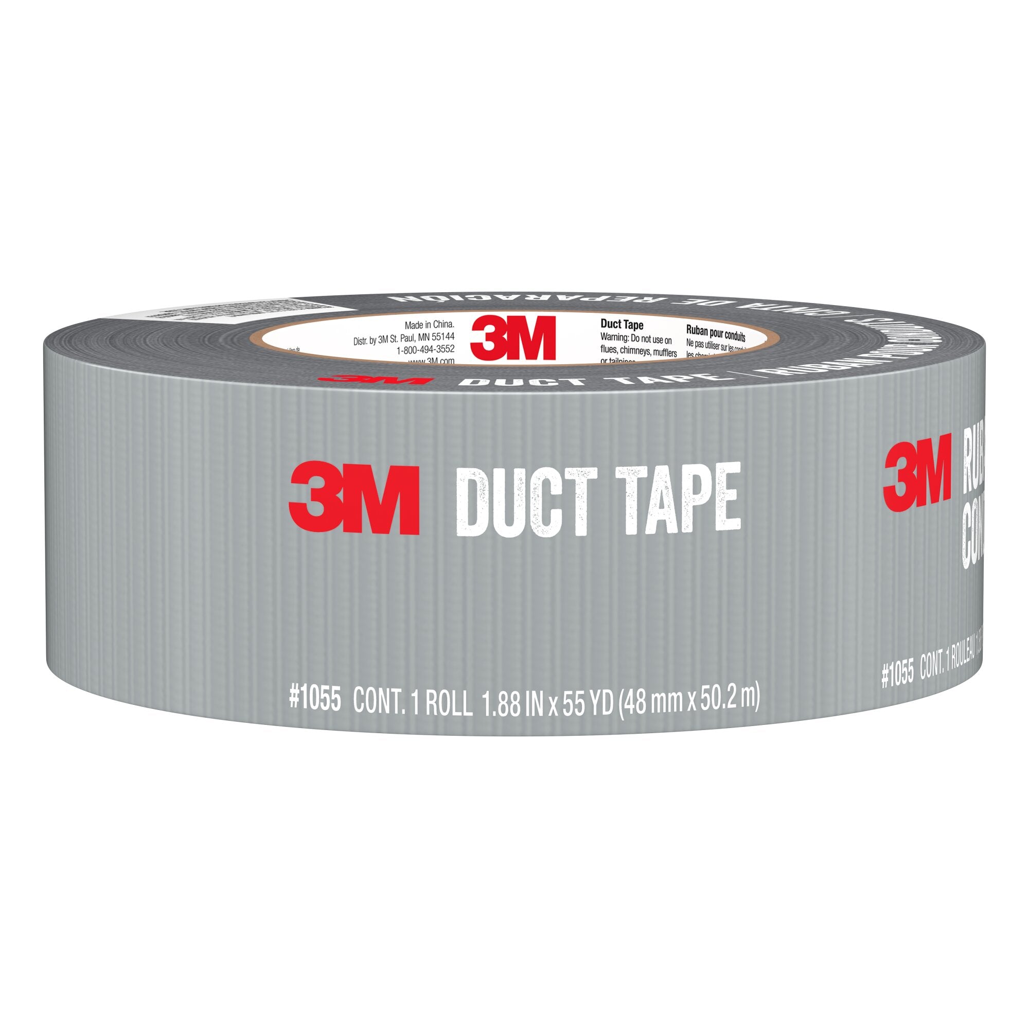 3M Basic Duct Tape 1055 - 1.88 Inch x 55 Yard Heavy Duty Adhesive Tape (47.7mm x 50.2m) for Home Repairs, HVAC, Sealing & DIY Projects