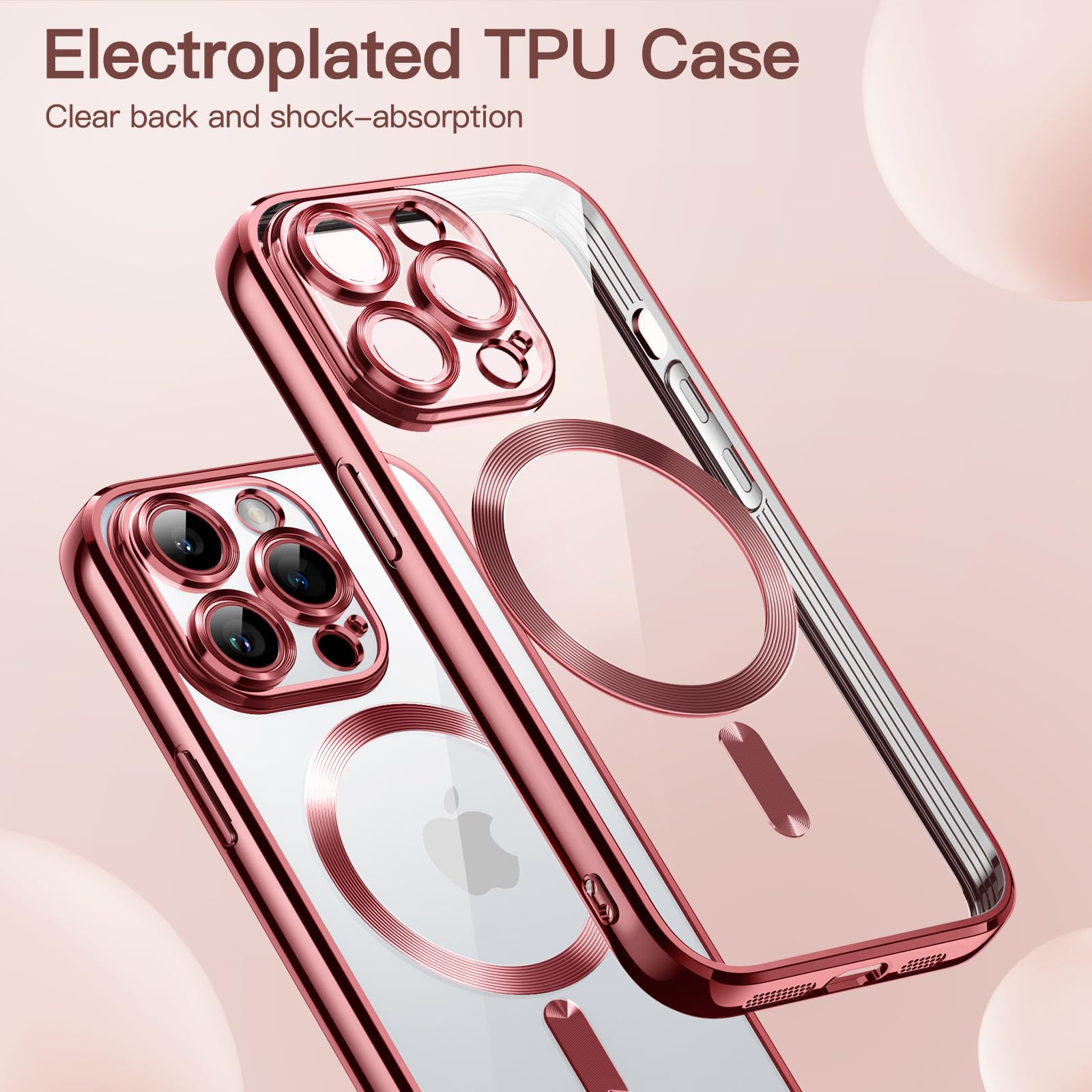 JETech Soft Clear Case for iPhone 13 Pro Max 6.7-Inch - Shockproof TPU Phone Cover with Full Camera Protection & MagSafe Wireless Charging Compatibility (Pink) | Perfect for Everyday Use, Travel & Work