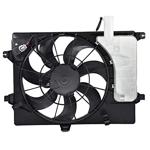 RAREELECTRICAL New Cooling Fan Compatible With Hyundai Elantra Coupe 2013 & Kia Forte Sedan 2014 - Dual Fan with Male Connector & 3 Terminals | Perfect for Engine Cooling & Overheating Prevention