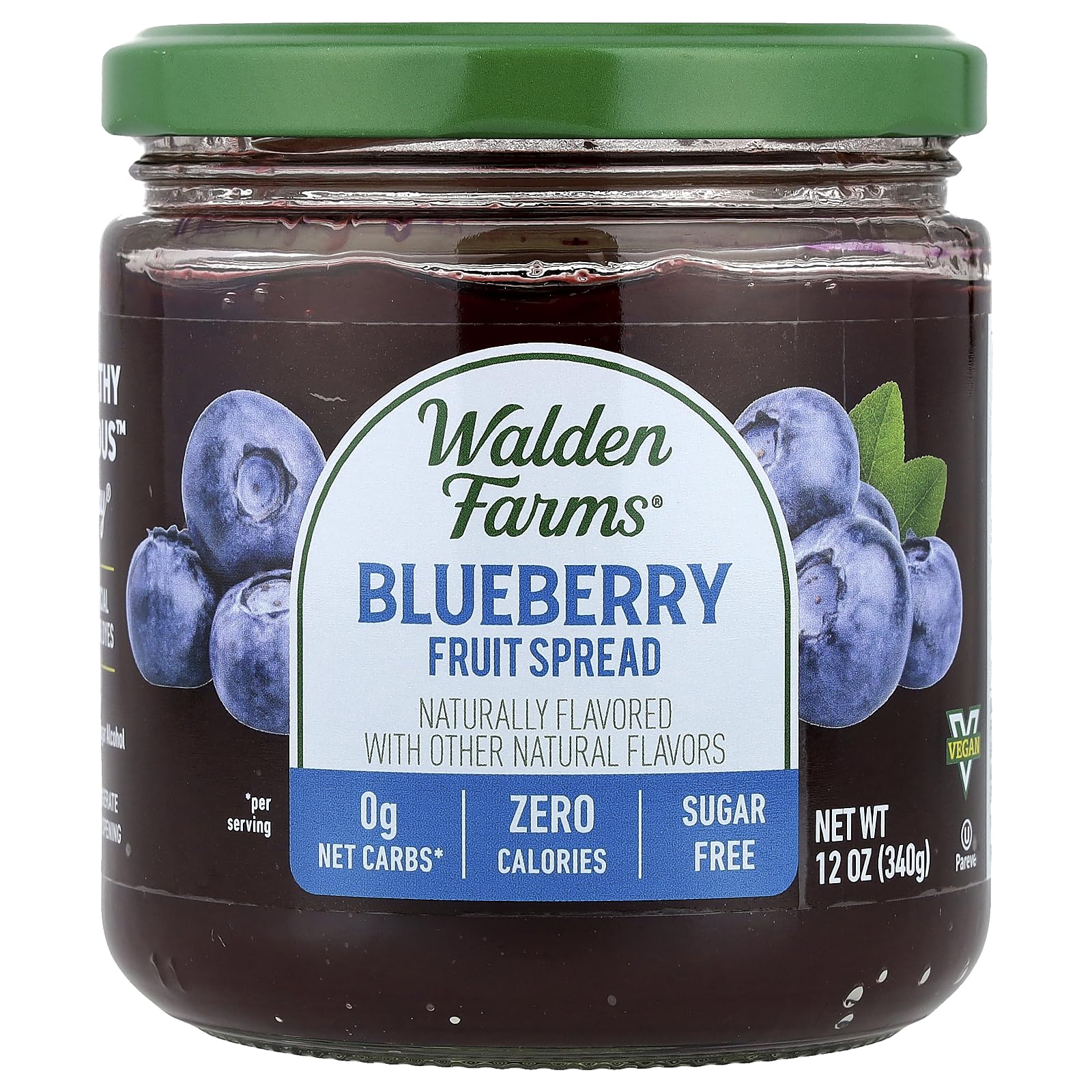 Walden Farms Sugar Free Blueberry Fruit Spread - 12 oz Jar, Calorie Free, Gluten Free, Vegan - Perfect for Toast, Pancakes, Yogurt & Healthy Snacks
