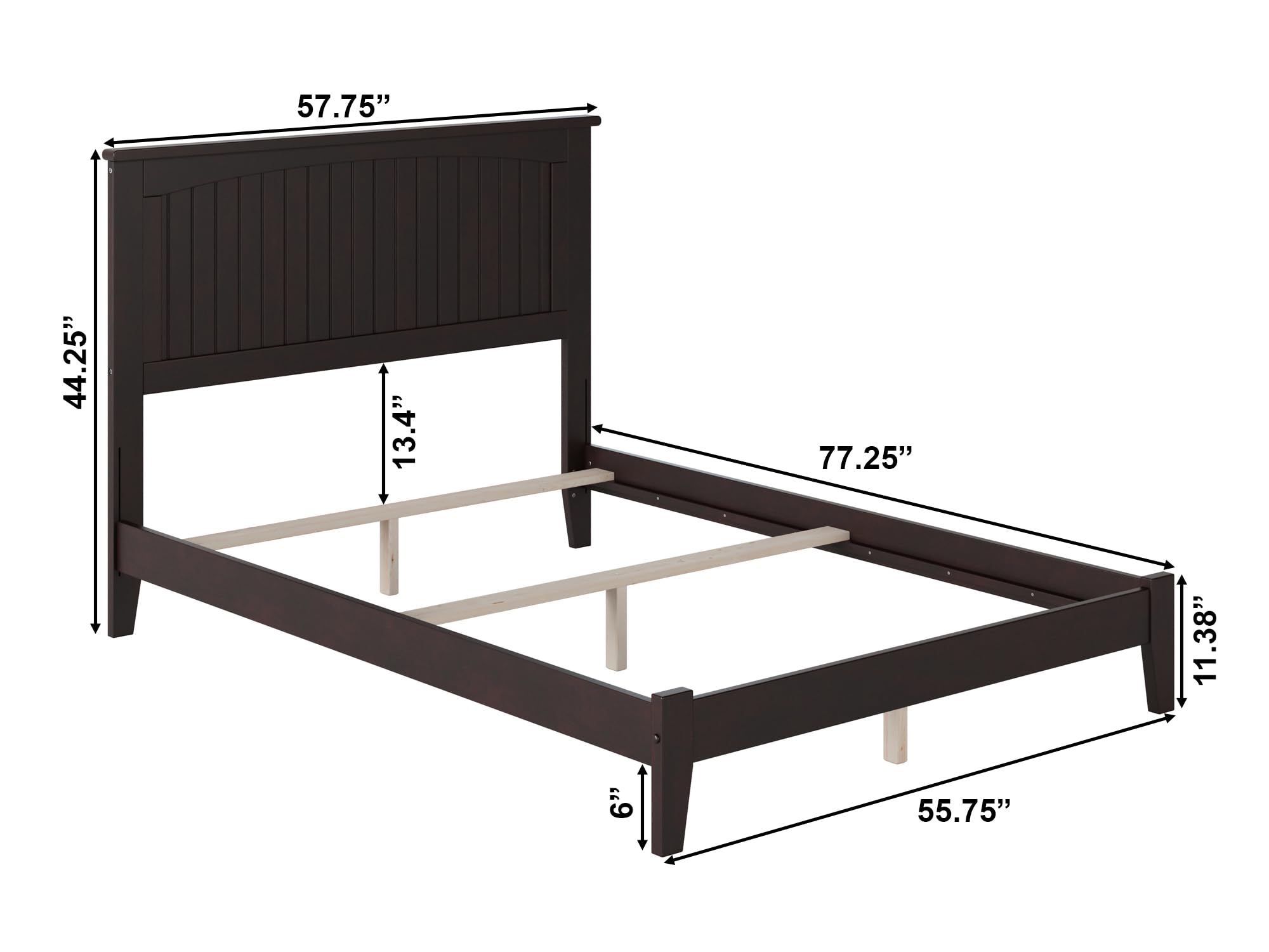 AFI Nantucket Full Foundation Bed with USB Charger - Espresso Finish - Sturdy Wooden Bed Frame with Attachable USB Ports - Perfect for Bedrooms, Guest Rooms & Dormitories