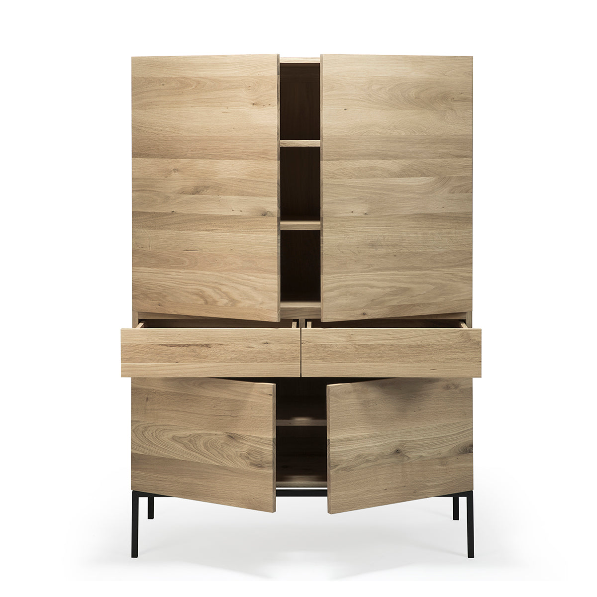 Ligna 4-Door & 2-Drawer Storage Cabinet - Solid Wood Cupboard for Bedroom, Living Room, or Entryway Organization