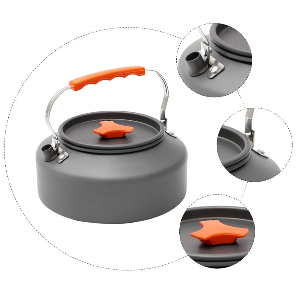 Hemoton Stainless Steel Camping Tea Kettle - 1L Portable Outdoor Kettle for Hiking, Picnic & Backpacking - Lightweight Boiling Water Pot for Campfire, RV & Emergency Preparedness