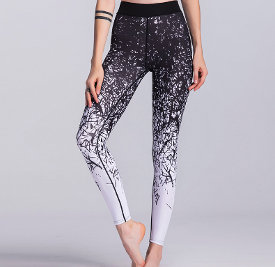 Women's Yoga Pants - Chinese Style Printed Yoga Leggings for Fitness, Running & Sports | High Waisted Compression Tights for Workout, Gym & Active Lifestyle