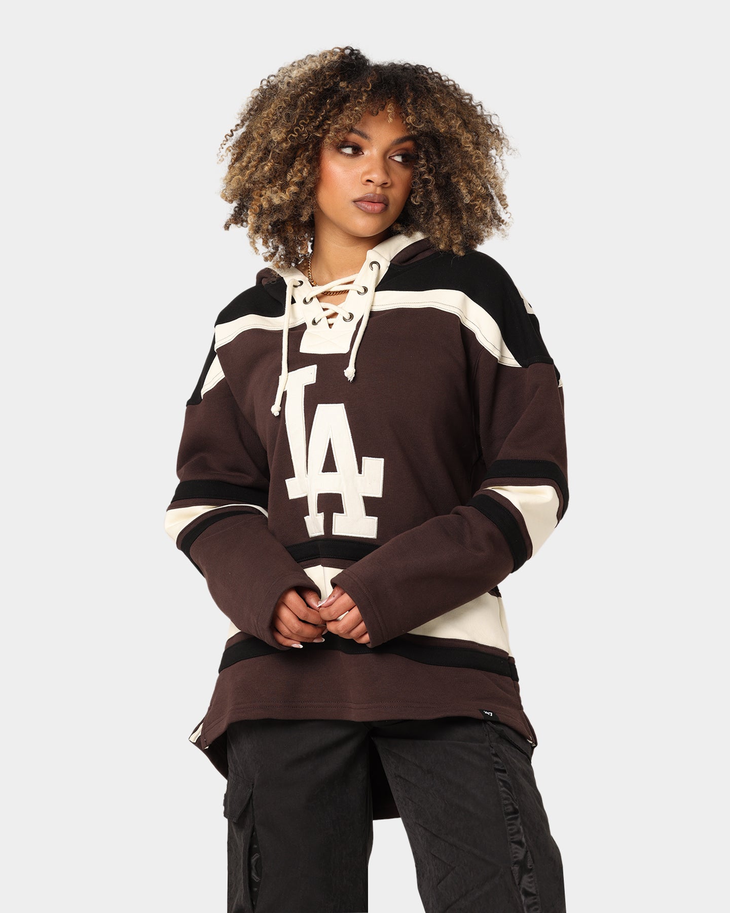 47 Brand Los Angeles Dodgers Superior Lacer Hoodie Brown - Cozy Baseball Fan Apparel for Game Day & Casual Wear