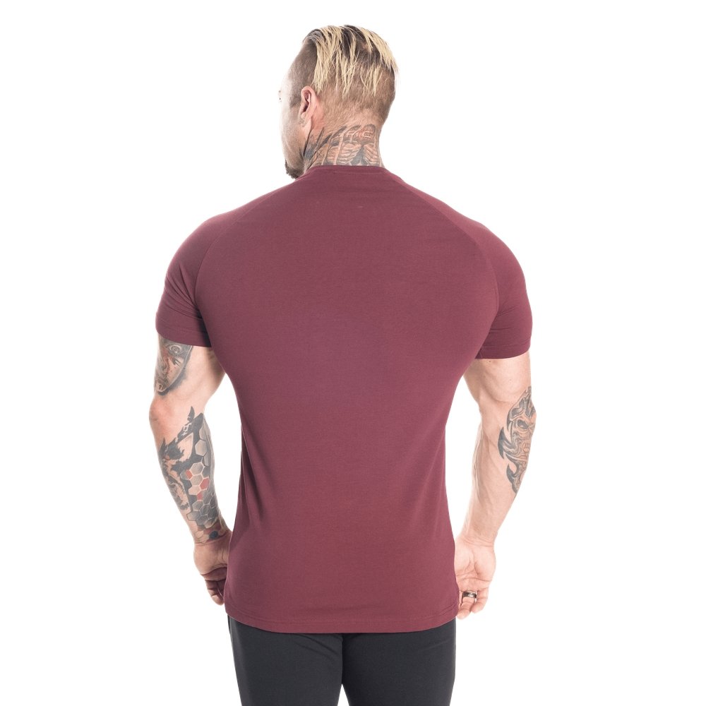 Better Bodies Gym Tapered Tee - Premium Workout T-Shirt for Men (Maroon) | Comfortable Training Apparel for Gym, Running & Fitness