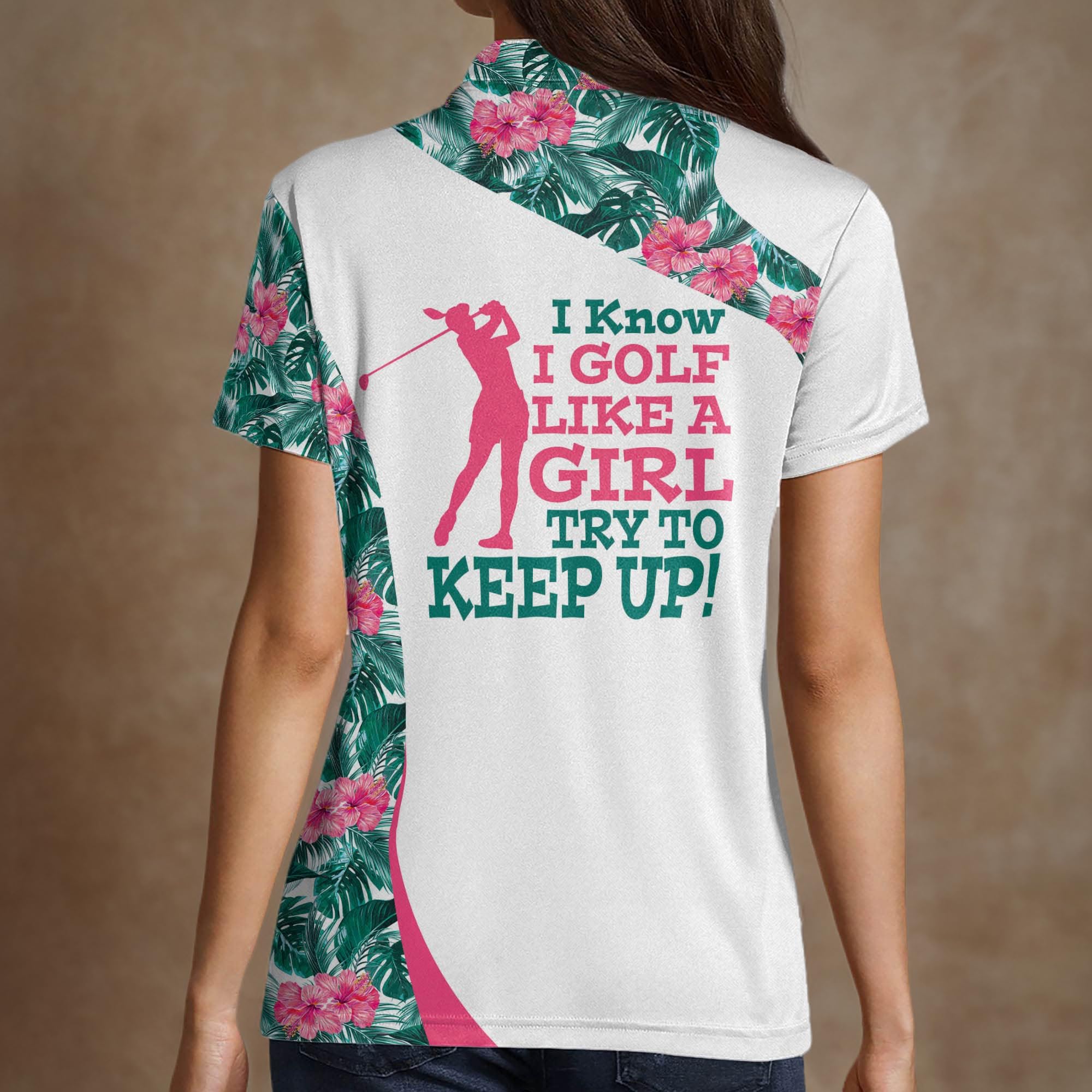 LASFUN Custom Women's Golf Shirts Short Sleeve - 3D Printed Funny Golf Outfits for Ladies - Moisture Wicking Performance Polo for Golfing, Practice & Casual Wear