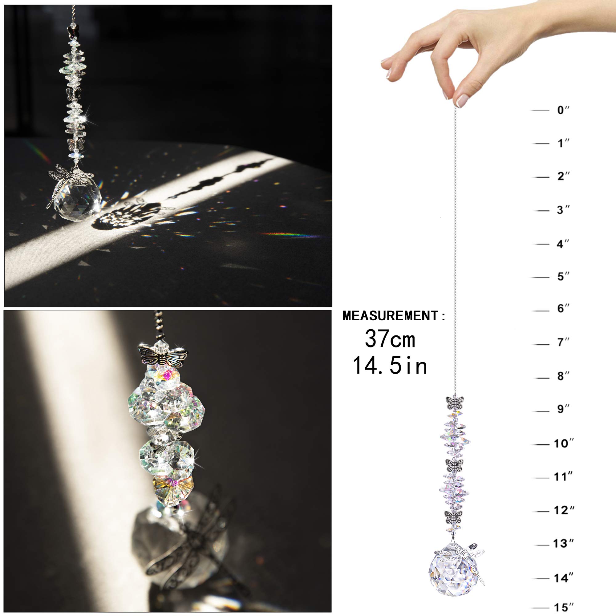 **Handmade Crystal Sun Catchers for Windows - Butterfly & Dragonfly Decor, Rainbow Prism Suncatcher for Garden & Home - Perfect for Living Room, Bedroom, or Outdoor Spaces**