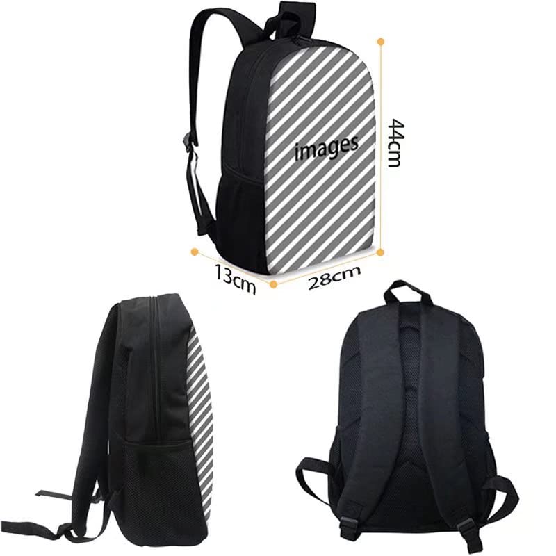 AMZPrint 3-in-1 Ice Hockey School Backpack Set - 17 Inch Black Student Backpack with Insulated Lunch Box & Pencil Case - Perfect for School, Sports & Travel