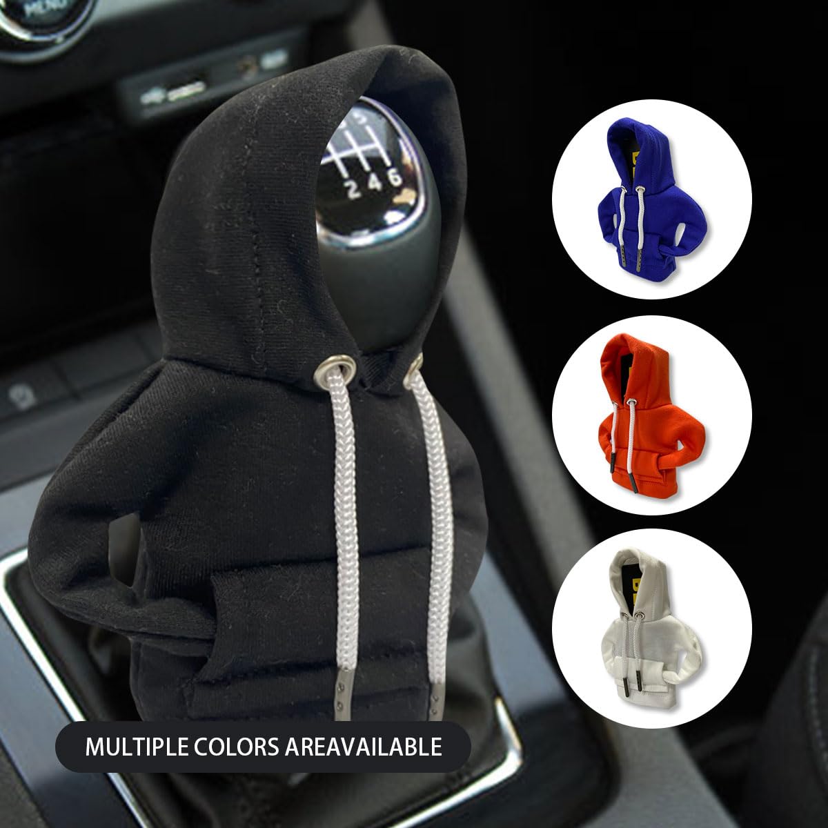 Universal Car Gear Shift Cover - Fashionable Hoodie Style Shift Knob | Mini Hoodie Car Shifter Accessory | Cute Automotive Interior Decor for Sedans & SUVs | Perfect for Road Trips & Daily Commute - Black