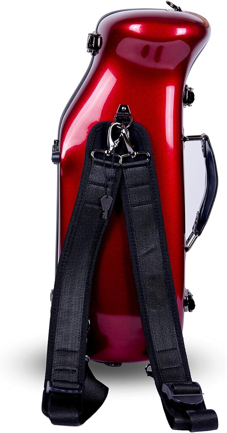 Premium Crossrock Fiberglass Trumpet Case - Durable Hardshell with Adjustable Backpack Straps, Red - Perfect for Music Students & Professional Musicians On The Go