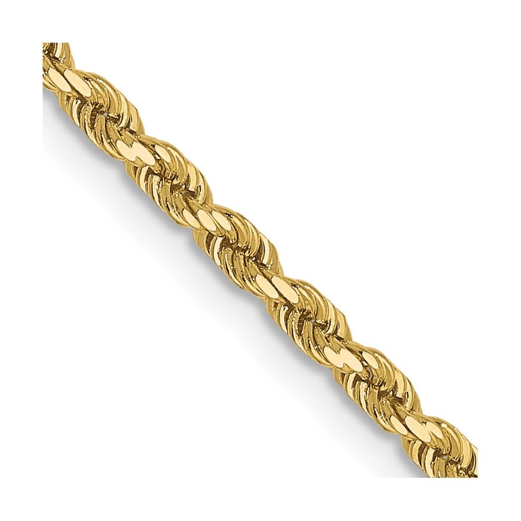 10K Yellow Gold Sparkle Cut Chain Bracelet for Women - Adjustable Lengths 7