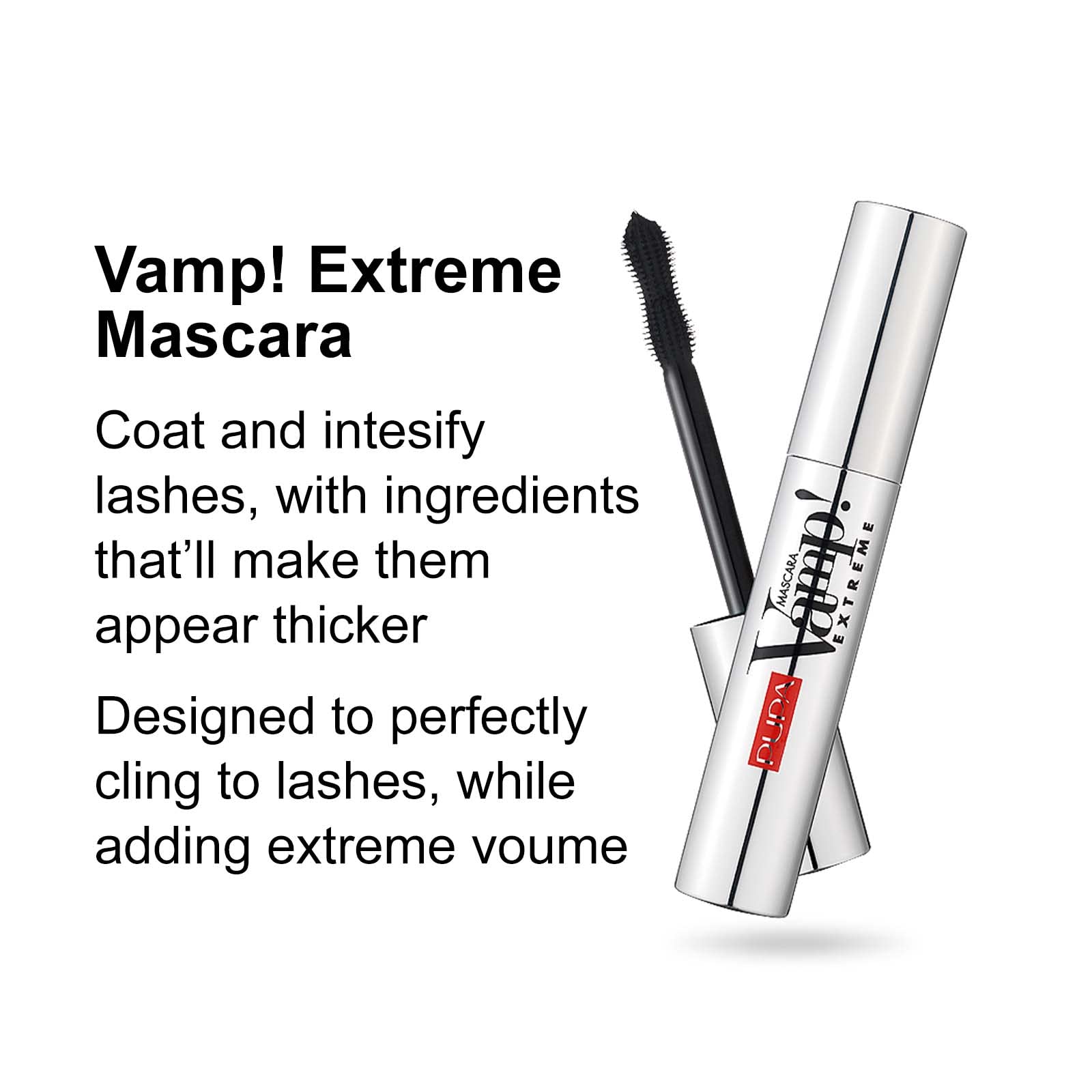 Pupa Milano Vamp! Extreme & Two-Phase Makeup Remover Set - 3 Piece Kit with Black Mascara (0.40oz), Makeup Remover (1.69oz) & Beauty Bag | Perfect for Travel & Night Out Makeup Removal