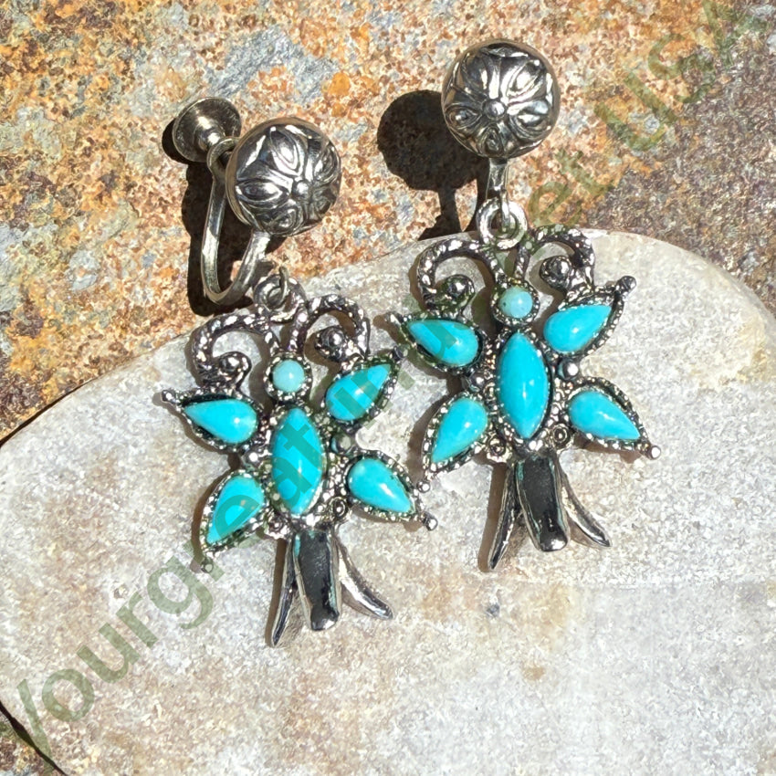 Vintage Style Southwestern Faux Turquoise Earrings - Costume Jewelry for Boho, Western & Festival Outfits