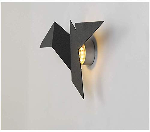 LITFAD Minimalist Black LED Flush Mount Wall Sconce - Modern Iron Crane Bird Wall Lamp with Warm White Light for Bedroom, Staircase, Hotel & Living Room Decor | Energy-Efficient Indoor Lighting Fixture