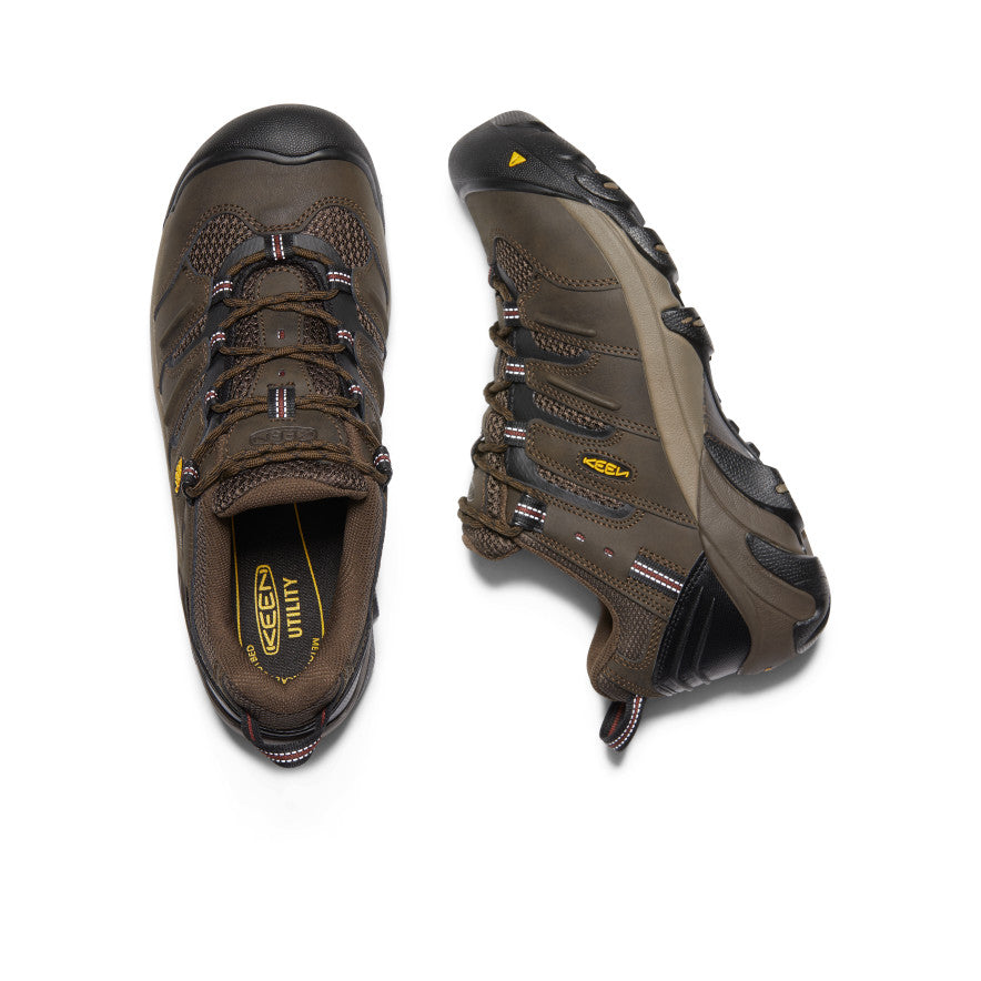 Men's Lansing Low Steel Toe Work Boots - Cascade Brown/Fired Brick - Durable Safety Shoes for Construction, Warehouse & Outdoor Work