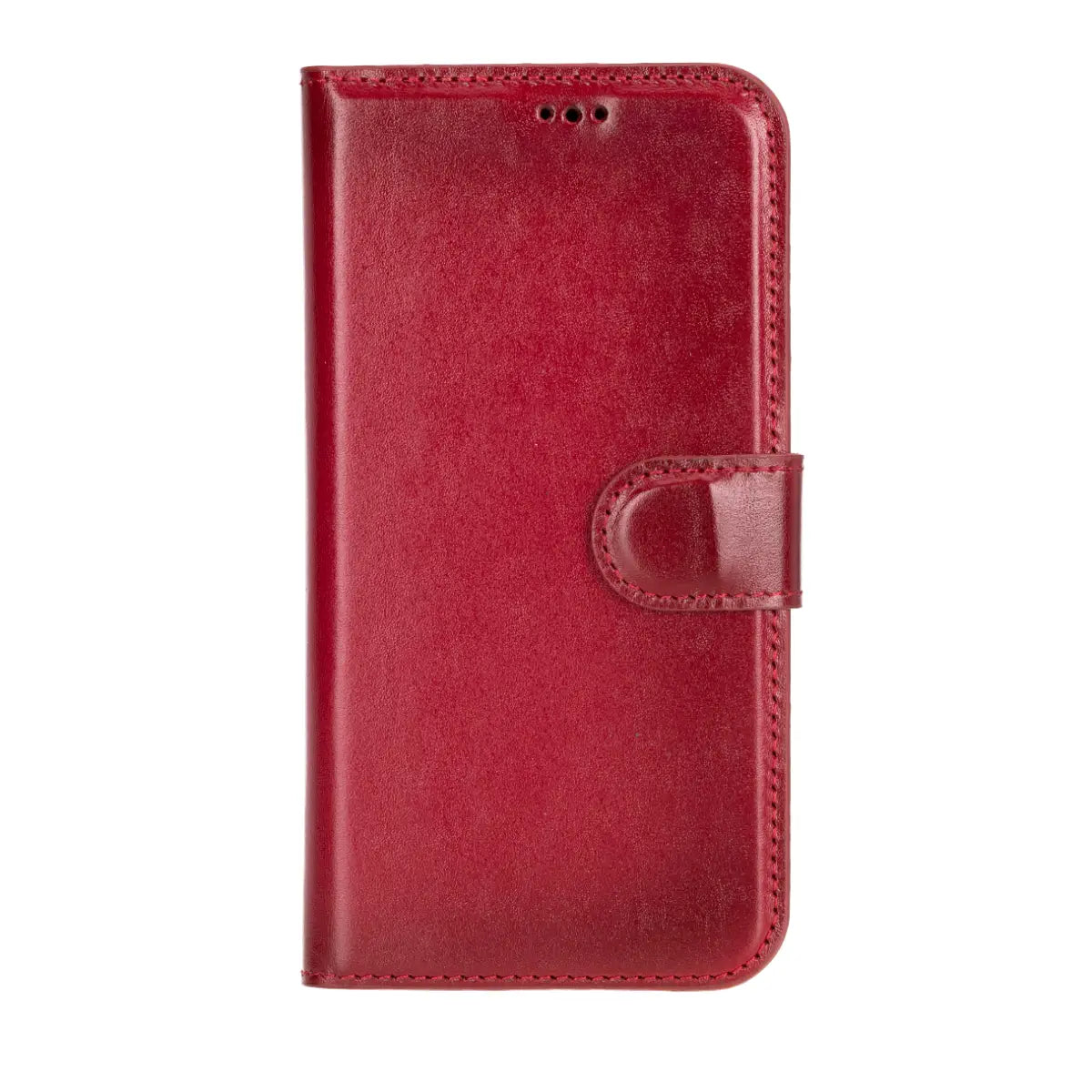 Premium Burnished Red Leather Wallet Case for iPhone 16 (2024 Model) - Slim Protective Cover with Card Slots | Perfect for Everyday Use, Travel & Business