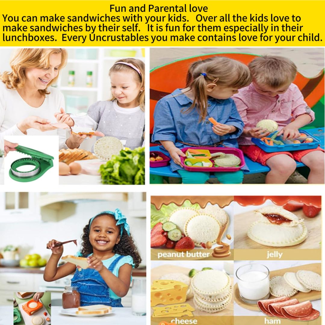 Uncrustable Sandwich Maker - 3.7 Inch Circle Shape Sandwich Cutter & Sealer for Kids Lunchboxes | Orange Sandwich Cookie Cutters | Perfect for School Lunches, Picnics & Quick Breakfasts