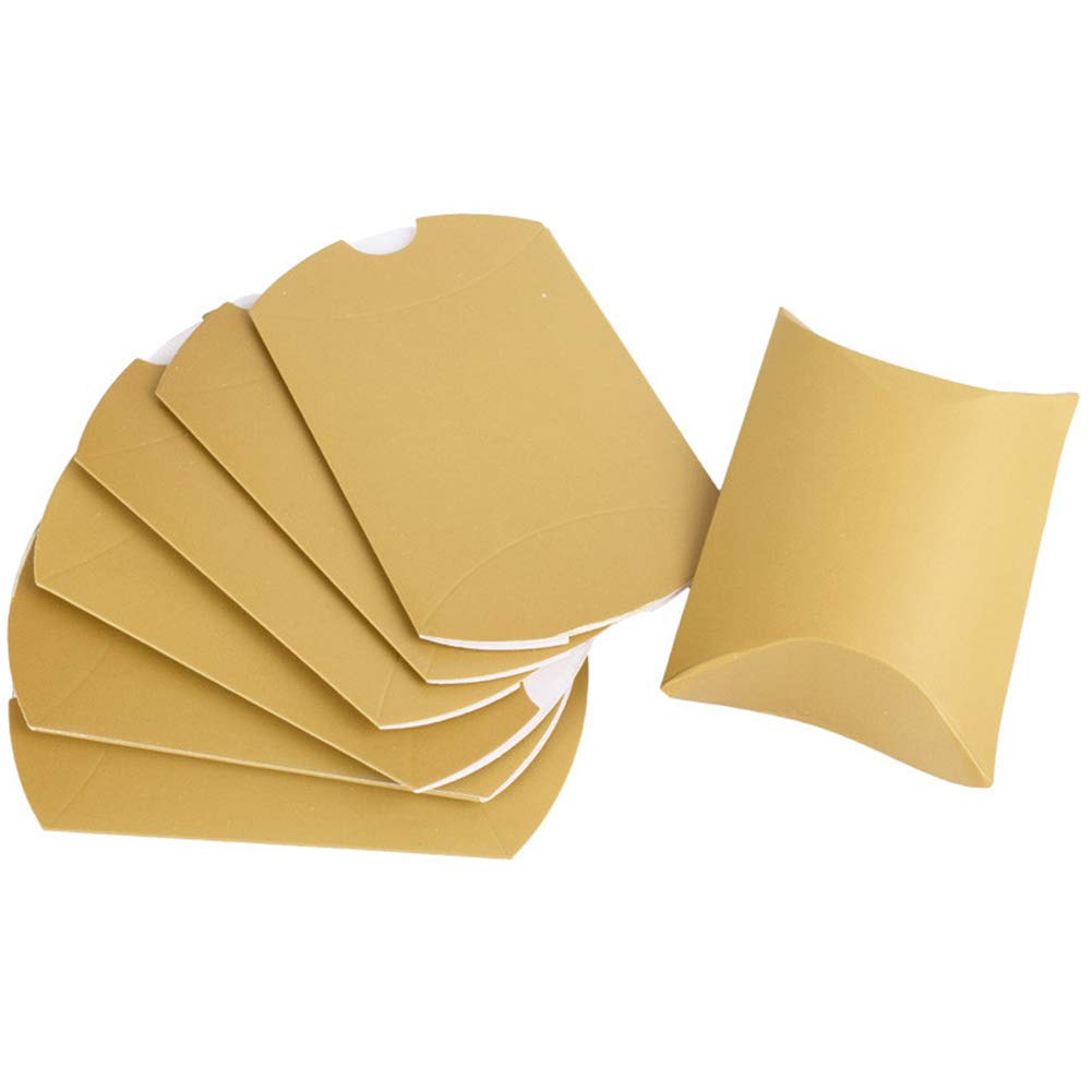 AKOAK 100 Pcs Yellow Wedding Favor Pillow Boxes - Elegant Candy Gift Boxes for Wedding, Birthday & Christmas Parties - Perfect for Wedding Favors, Bridal Showers & Holiday Gift Giving