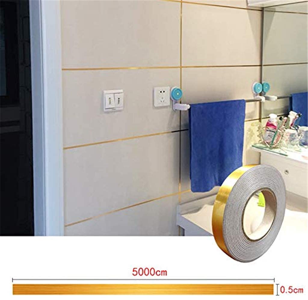 Premium Self-Adhesive Ceramic Tile Gap Sealing Tape - 50M Gold Foil Strip for Floor & Wall Tiles | Waterproof, Durable Gap Filler for Bathroom, Kitchen & Shower Renovations