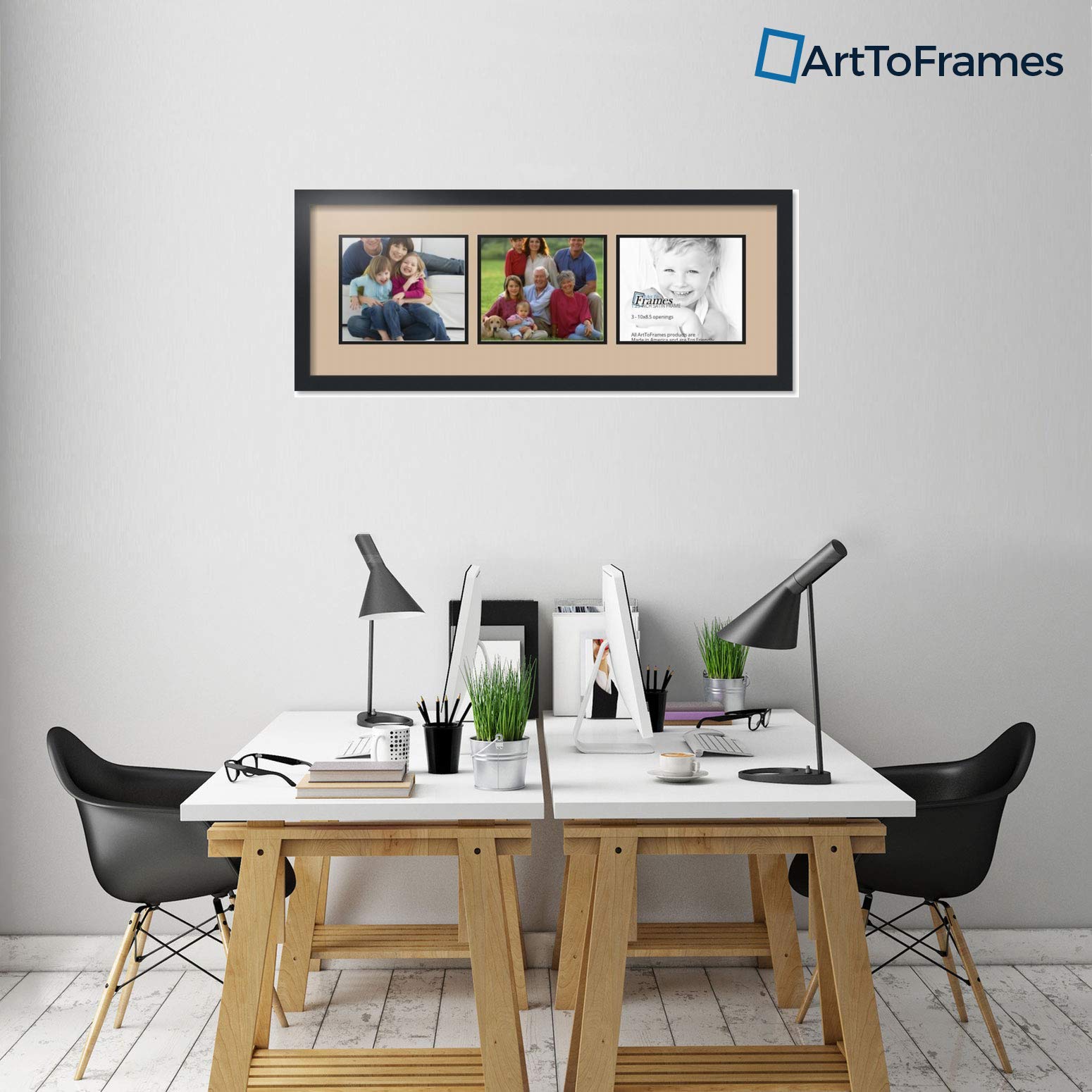 Art to Frames 36x12.5 Inch Black Picture Frame - 1.25 Inch Wide Satin Finish - Double Mat Opening for Photos & Artwork - Perfect for Wall Decor, Living Room, Office & Gift Giving