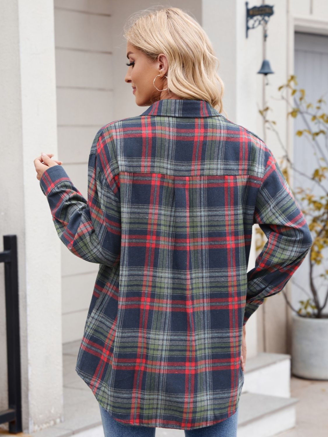 Mandy Plaid Button-Up Long Sleeve Shirt for Women - Stylish Casual & Office Wear - Perfect for Fall, Winter & Layering Outfits