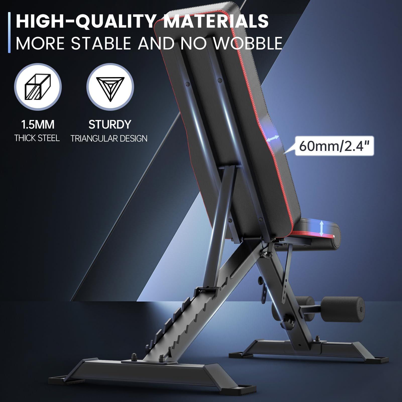 PASYOU Adjustable Weight Bench for Full Body Workout - Foldable Multi-Purpose Home Gym Equipment with Incline & Decline Settings - Perfect for Strength Training, Cardio, and Home Fitness Routines