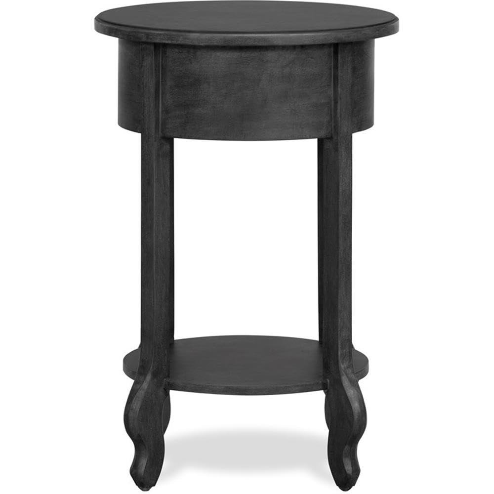 Finch James Round Wooden Accent Side Table with Drawer - Traditional Nightstand for Bedroom & Living Room - Compact Storage Solution for Small Spaces - 15