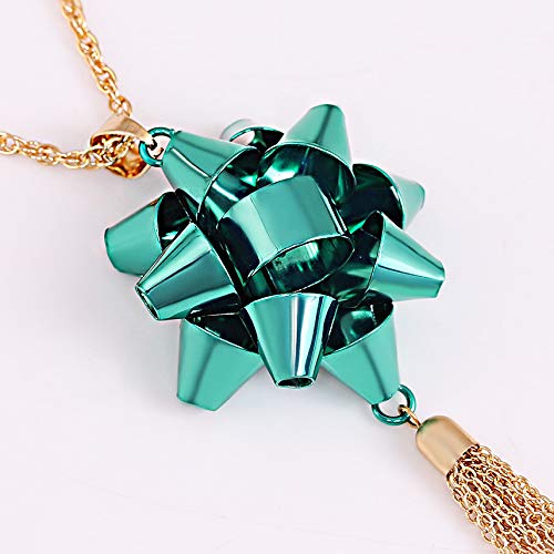 Elegant Christmas Necklace for Women - Xmas Gift with Bow Pendant & Tassel Chain - Perfect for Holiday Parties, Gift Exchanges & Festive Outfits