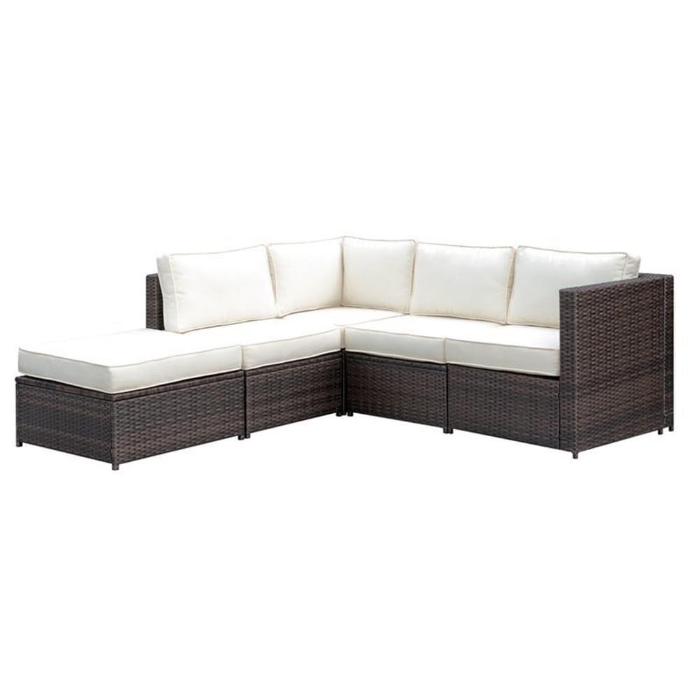 Furniture of America Daley Rattan 7-Piece Patio Sectional Set in Brown - Outdoor Wicker Sofa Set for Garden, Poolside & Backyard Relaxation
