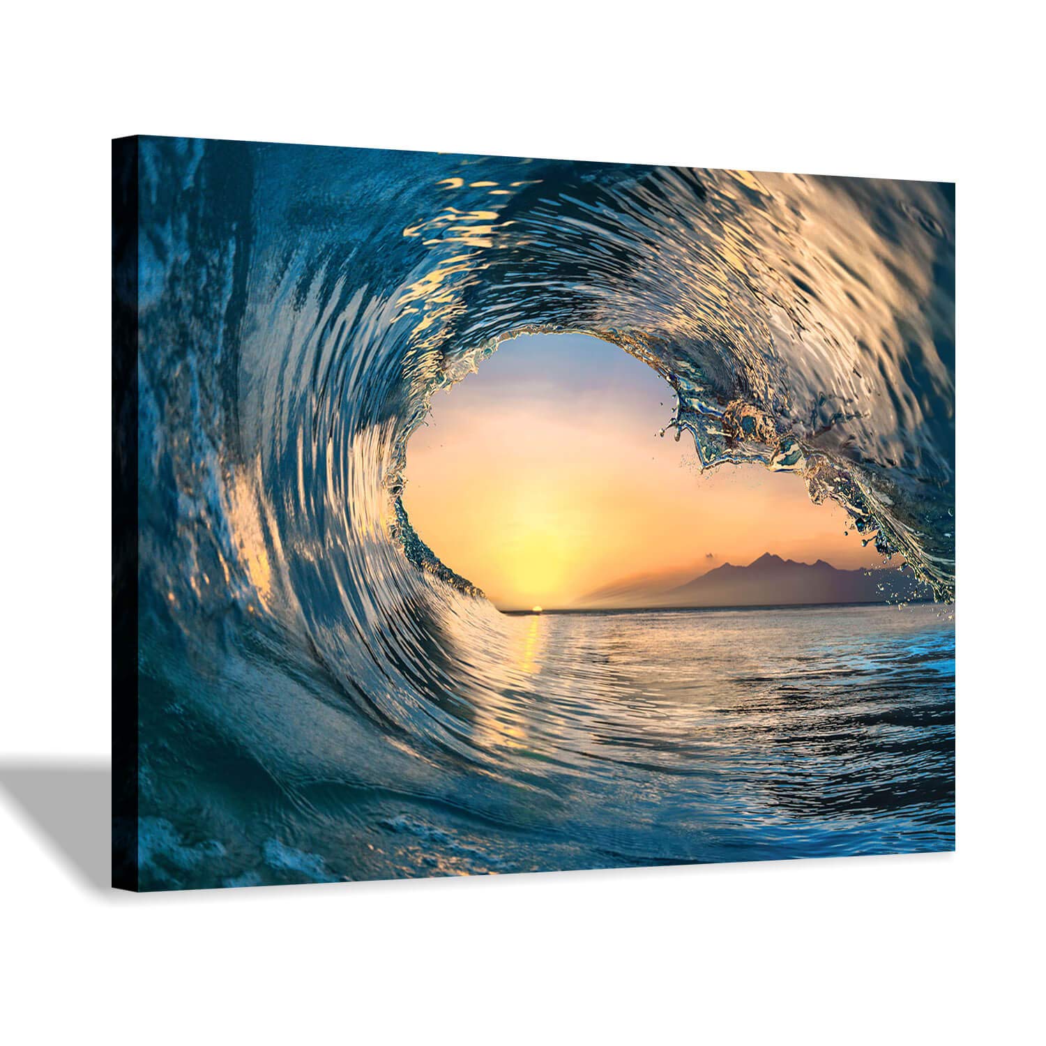 Ocean Wave Wall Art - Tropical Sunset Seascape Canvas Print for Home & Office Decor (16x12 Inches, Single Panel) - Perfect for Living Room, Bedroom or Beach House Interior Design