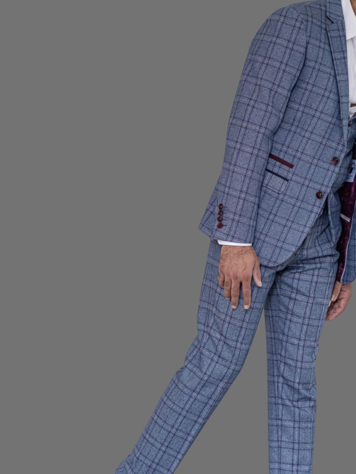 Marc Darcy Abbott Men's Blue Tweed 3 Piece Suit - Premium Slim Fit Business Suit for Weddings, Office & Formal Events