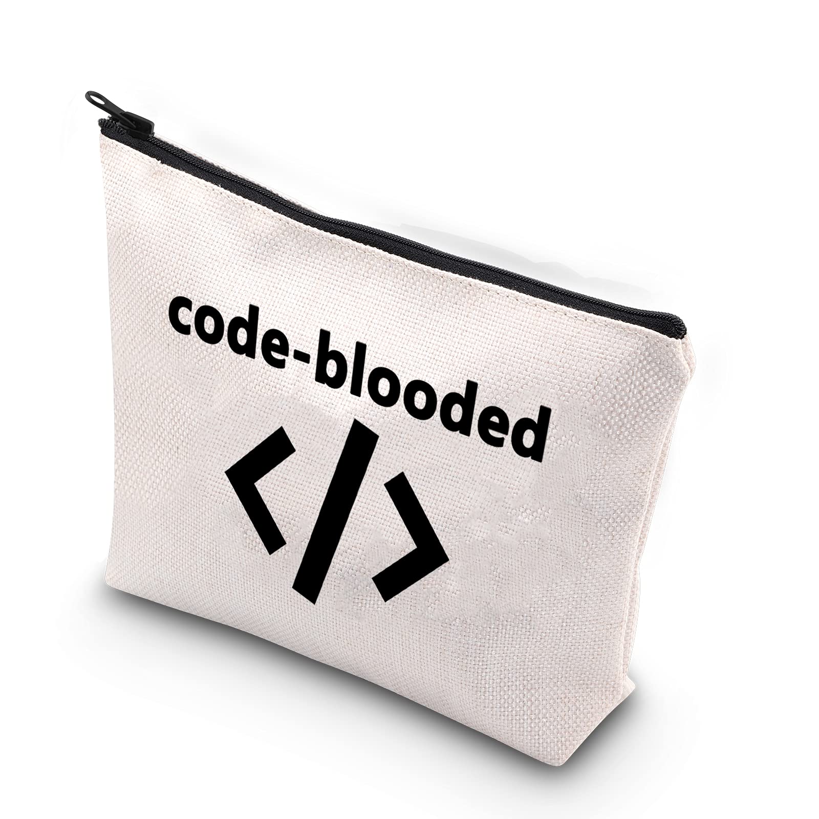 Funny Code-Blooded Zipper Pouch Makeup Bag for Women & Girls - Cute Cosmetic Organizer for Travel, School, and Daily Use
