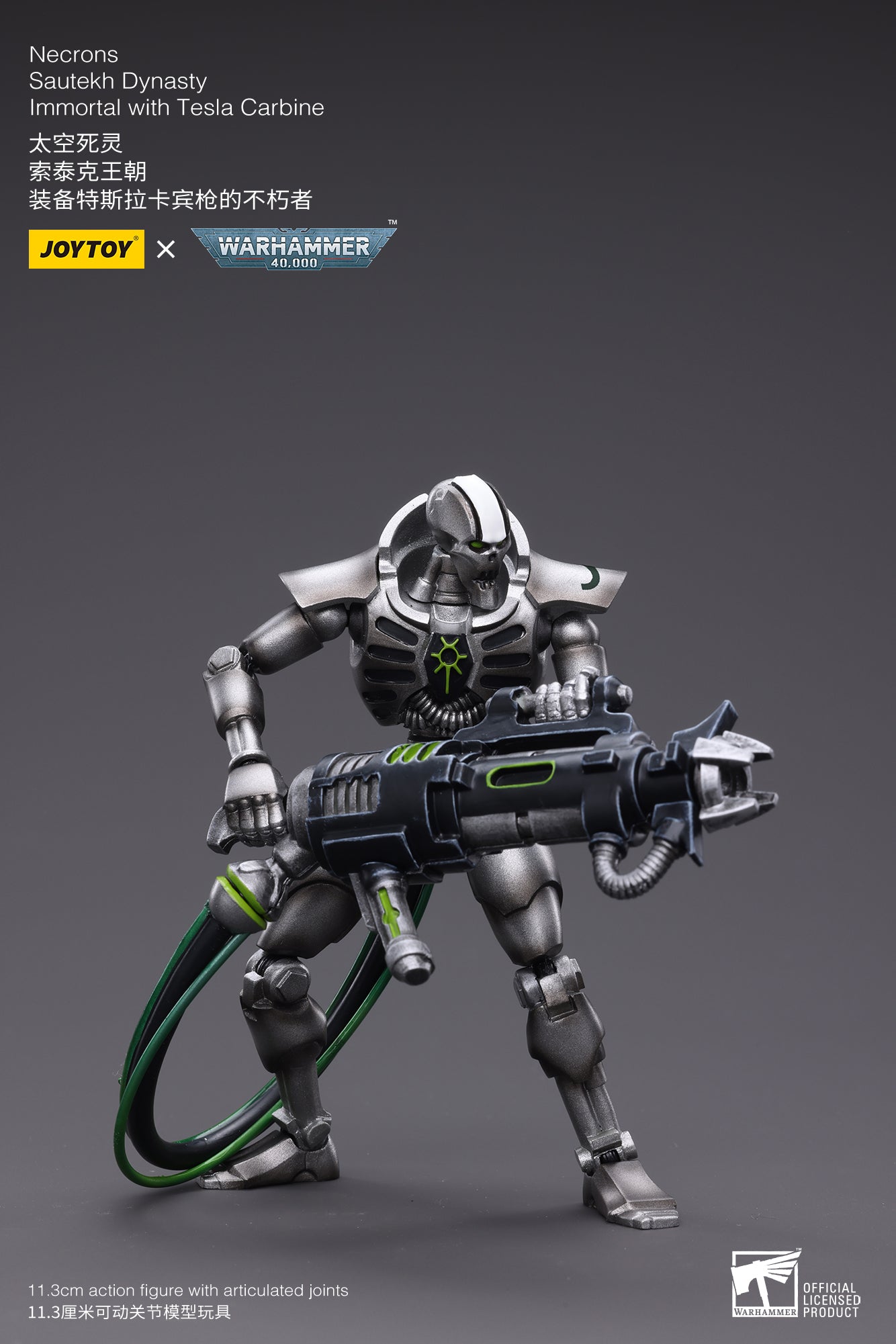1/18 Scale JOYTOY Warhammer 40K Necrons Sautekh Dynasty Immortal Action Figure with Tesla Carbine - Collectible Miniature for Wargaming, Display & Gift Giving