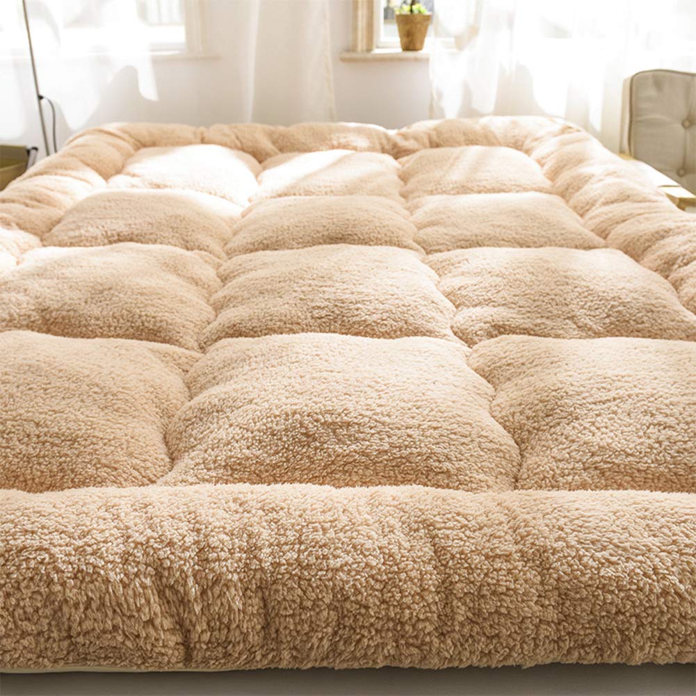 WCPQT Plush Soft Foldable Mattress - Thick Breathable Moisture-Wicking Mattress with Comfortable Lamb Velvet Cover for Adults & Kids - Perfect for Guest Beds, Camping, Dorm Rooms and Nursery