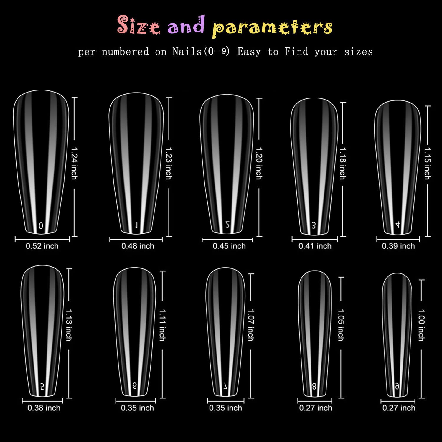 550Pcs MAGIC ARMOR Nail Tips Kit - Coffin Long False Nails with Glue, 10 Sizes Nail Capsules for DIY Nail Art & Extension | Perfect for Salon, Home Manicure & Party Nail Designs
