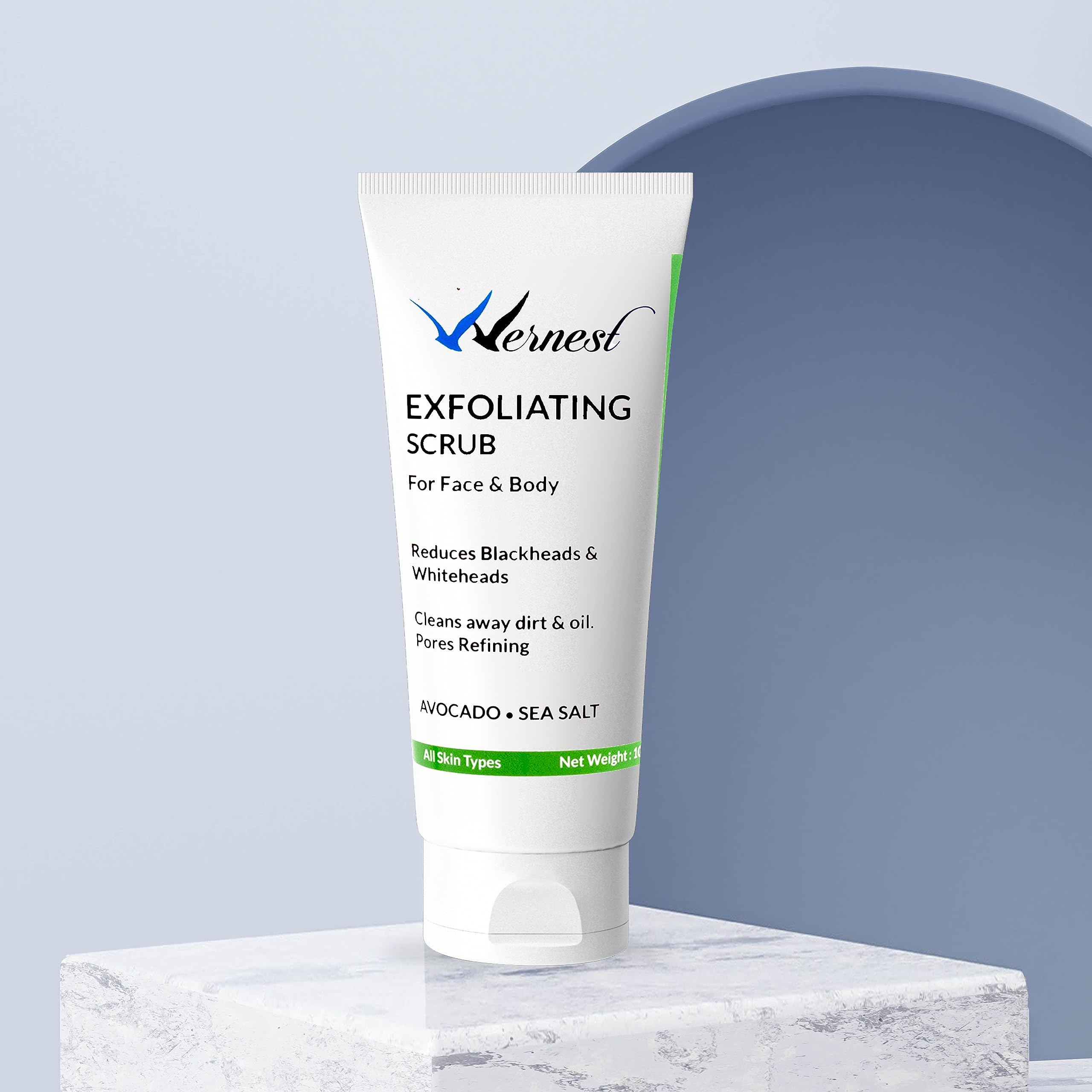 Wernest Avocado Deep Exfoliating Face Scrub - Anti-Acne, Blackhead & Whitehead Remover, Skin Polishing & Nourishing Treatment for Improved Elasticity (100g) | Perfect for Daily Skincare Routine & Acne-Prone Skin