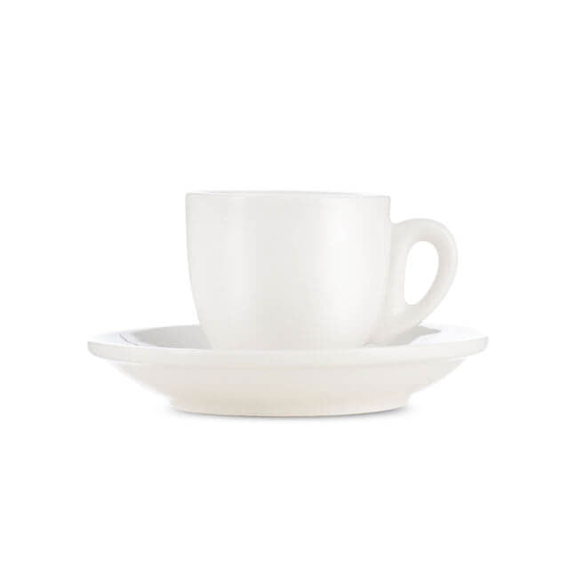 Premium White Porcelain Espresso Cup & Saucer Set (2oz/70ml) - Barista Quality Coffee Cups for Home & Café Use - Perfect for Espresso, Cappuccino, and Latte