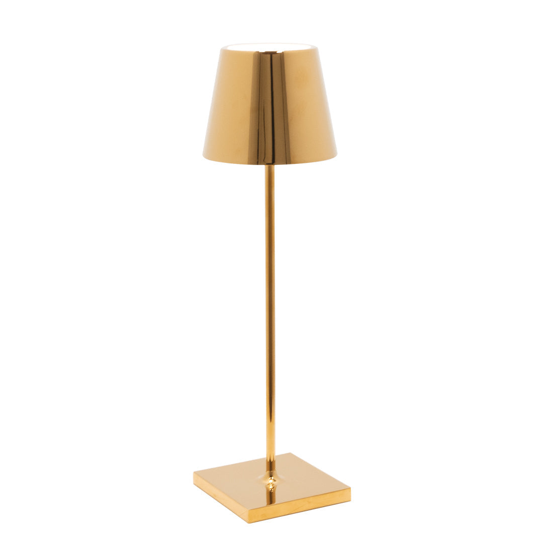 Glossy Gold Cordless Lamp - Rechargeable LED Table Light for Bedroom, Living Room & Office Decor