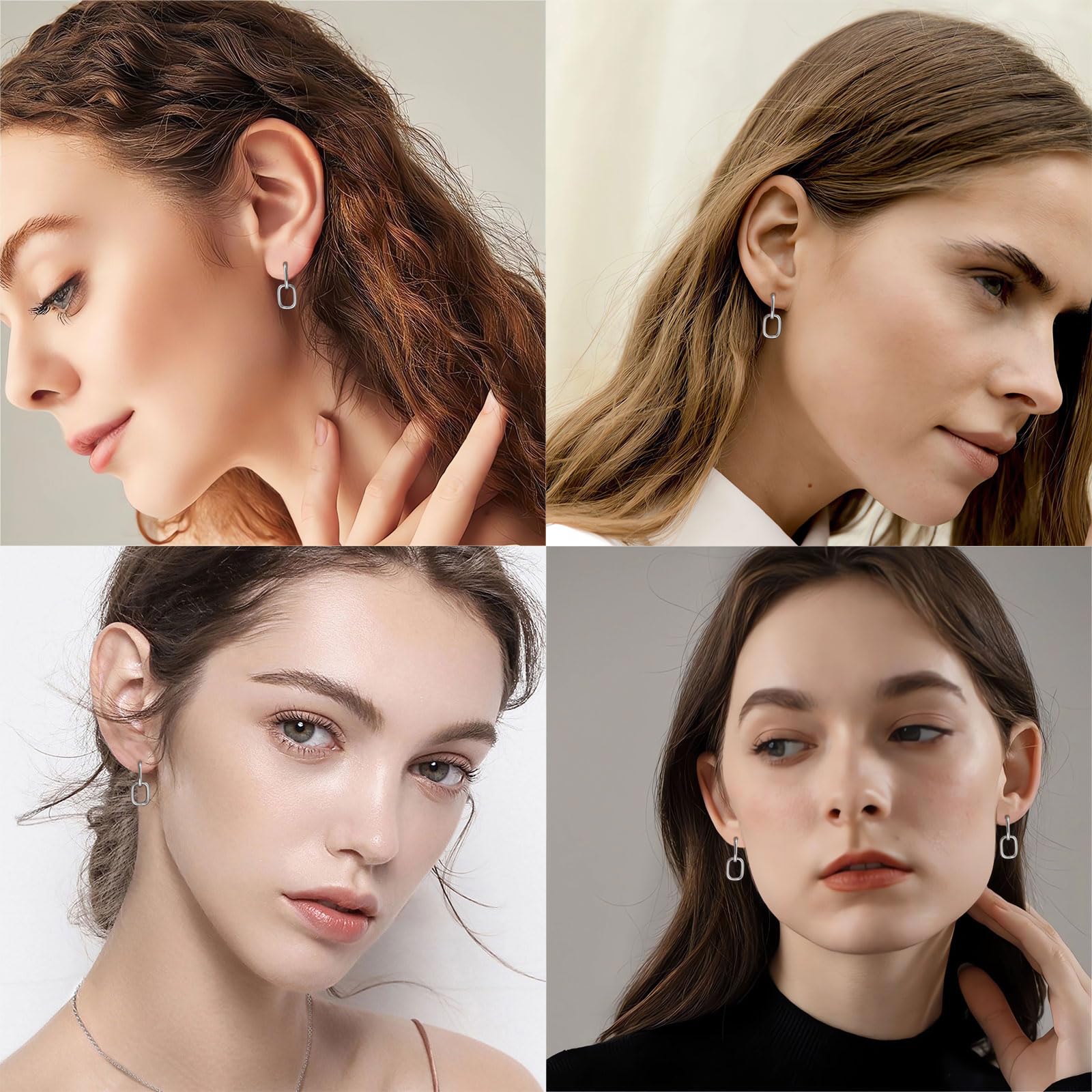 Deyanse 925 Sterling Silver Double Oval Hoop Earrings for Women | Hypoallergenic Convertible Link Drop Dangle Earrings with Zircon | Small Huggies Round Earrings for Everyday Wear, Date Night & Special Occasions