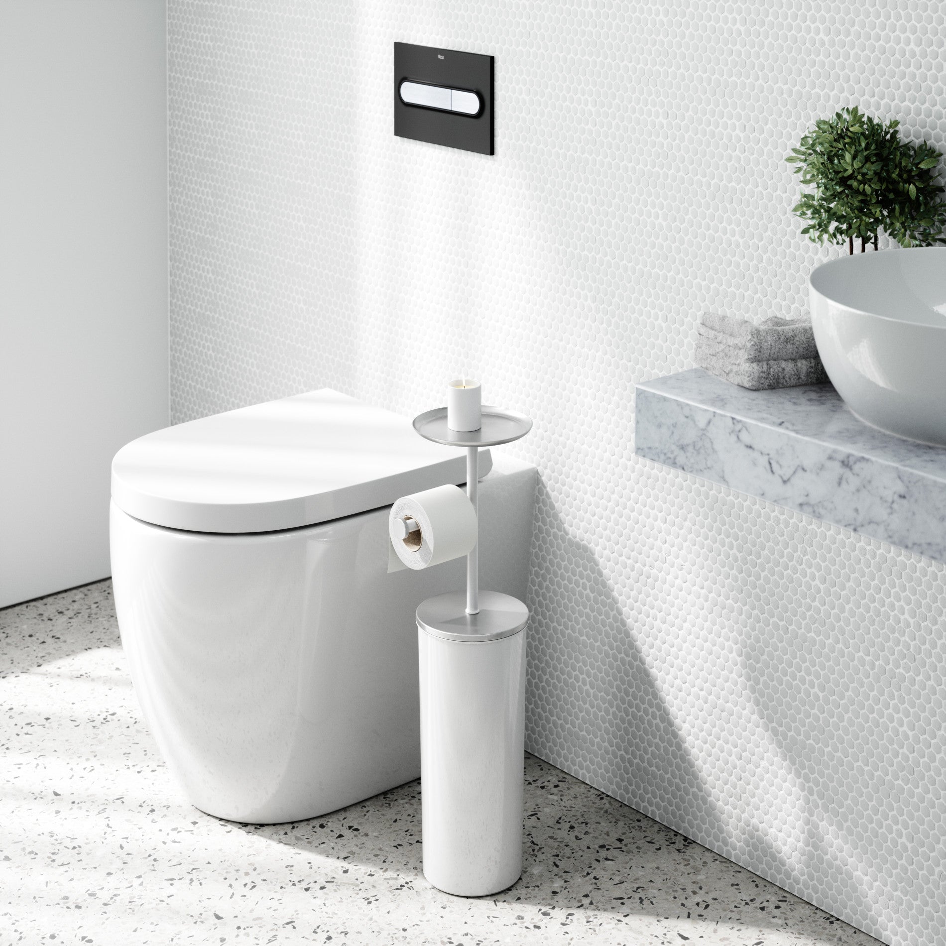 Portable Toilet Paper Holder - Compact & Sturdy Bathroom Tissue Stand for RV, Camping, and Home Use - Easy Mount Space-Saving Design