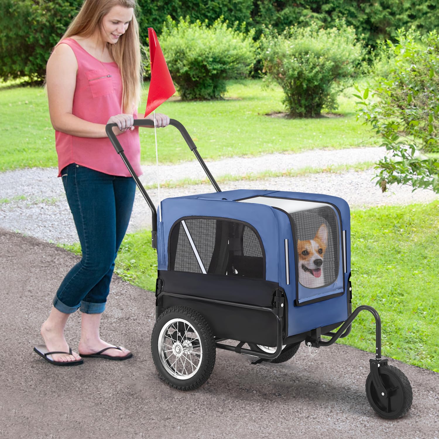 BestPet 2-in-1 Dog Bike Trailer & Pet Stroller - Universal Trailer Hitch, Waterproof Cover for Medium & Large Dogs - Perfect for Cycling, Jogging & Outdoor Adventures
