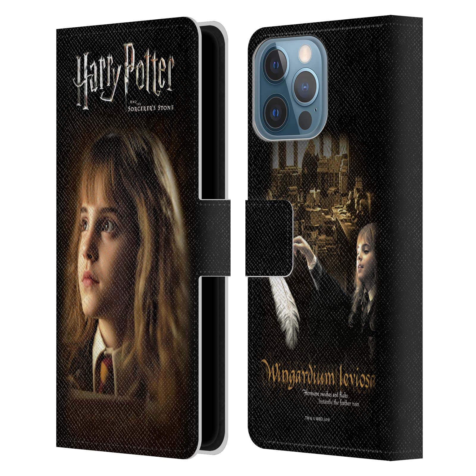 Harry Potter Hermione Granger Sorcerer's Stone II Leather Book Wallet Case for iPhone 13 Pro Max - Officially Licensed Phone Cover by Head Case Designs | Perfect for Potter Fans, Book Lovers & Magic Theme Accessories
