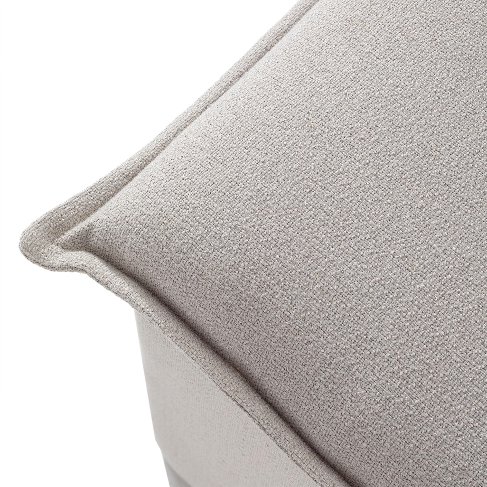 Maven Lane Claude Large Square Rustic Upholstered Ottoman with Cushion - Soft Dove Fabric Footrest for Living Room, Bedroom, Dorm - Perfect for Relaxing, Extra Seating & Home Decor