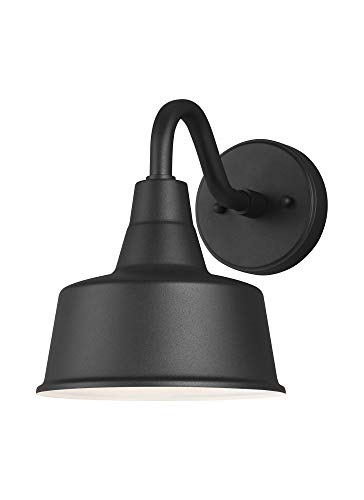 Seagull Lighting 8537401-12/T Transitional Outdoor Wall Lantern - Black Barn Light Collection - Perfect for Porch, Patio, Garden & Exterior Home Lighting