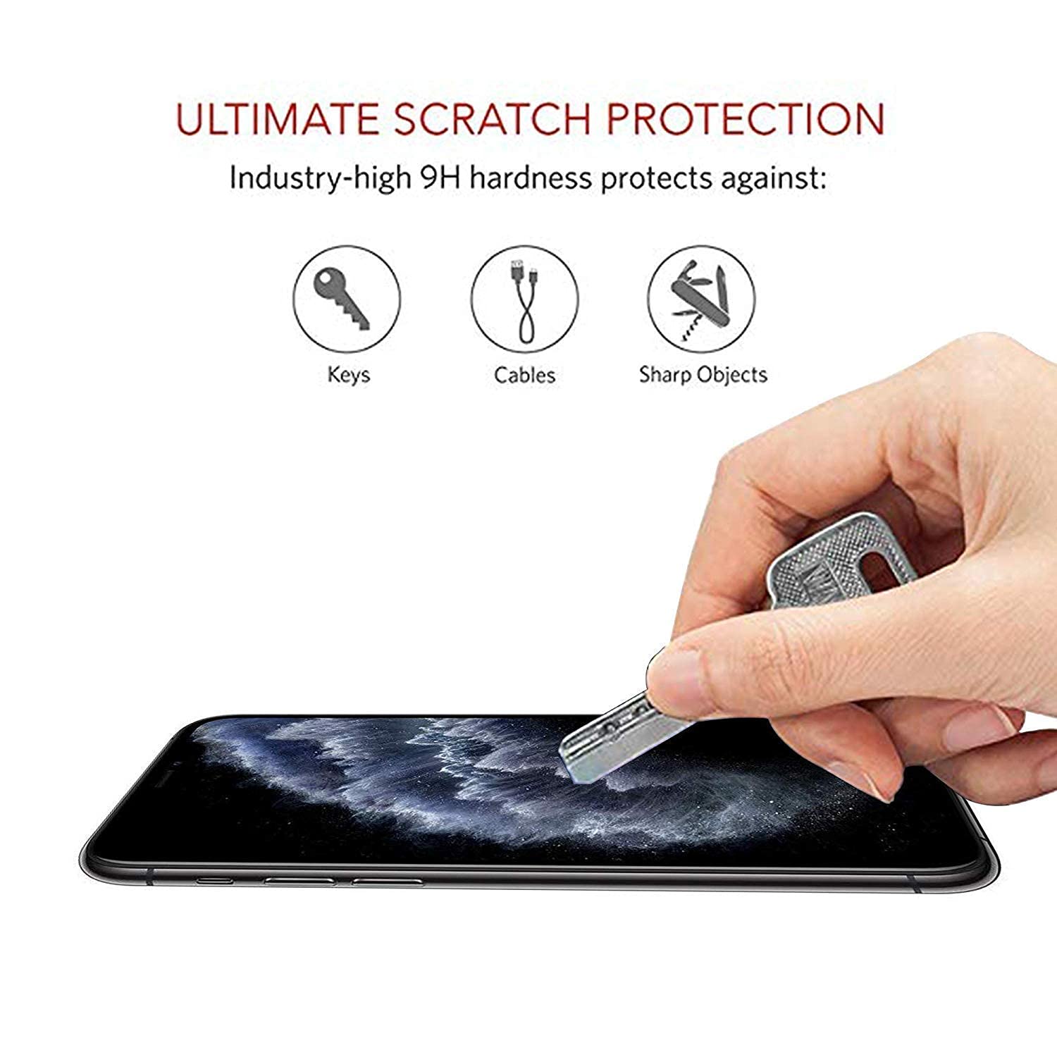 100FIT Premium Tempered Glass Screen Protector for iPhone XS Max & iPhone 11 Pro Max - 9H Hardness, Full Edge-to-Edge Protection, Anti-Scratch, Bubble-Free Installation Kit - Perfect for Work, Travel and Everyday Use