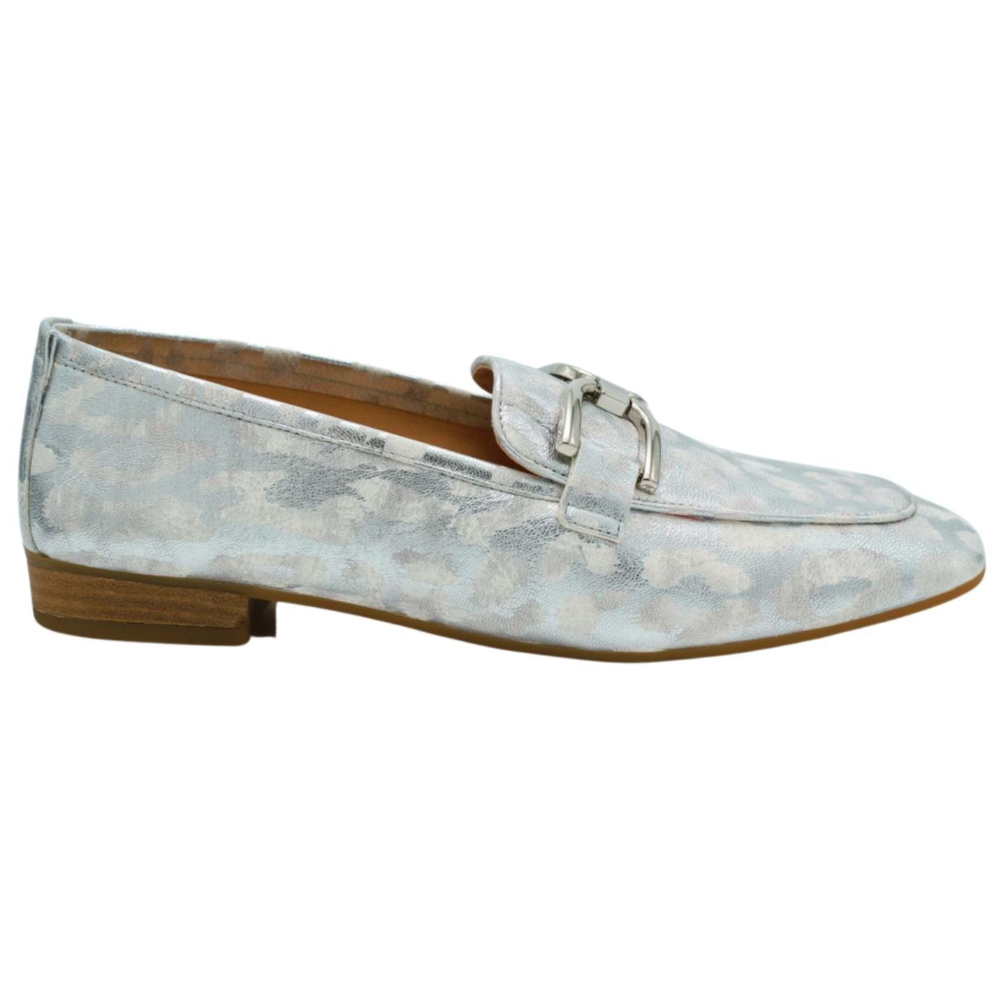 Unisa Baxter Women's Silver Leather Loafers - Comfortable Slip-On Shoes for Work, Office & Casual Wear