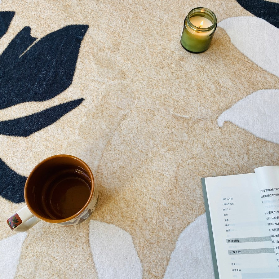 Modern Abstract Round Area Rug - Contemporary Cream Circular Carpet for Living Room, Bedroom, Dining Table & Coffee Table - Soft Non-Slip Floor Mat for Home Decor & Office Spaces