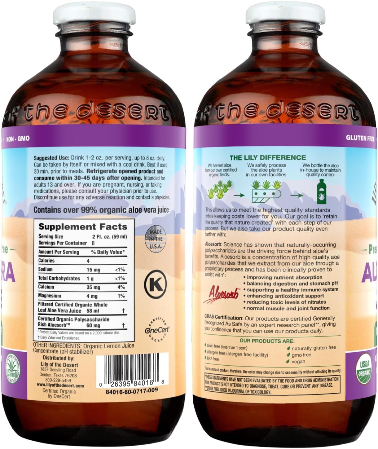 Lily Of The Desert Aloe Vera Juice - Preservative Free, Inner Fillet, 16 Fl oz - Perfect for Digestive Health & Skin Hydration